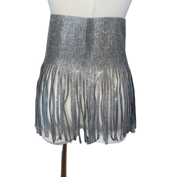 Amber Sceats x Revolve Lace Up Fringe Belt in Silver One Size New Womens main image 4